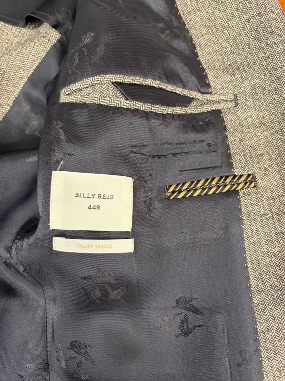 Billy Reid 3 Button Herringbone Blazer + Grey + 44R - Picture 4 of 5